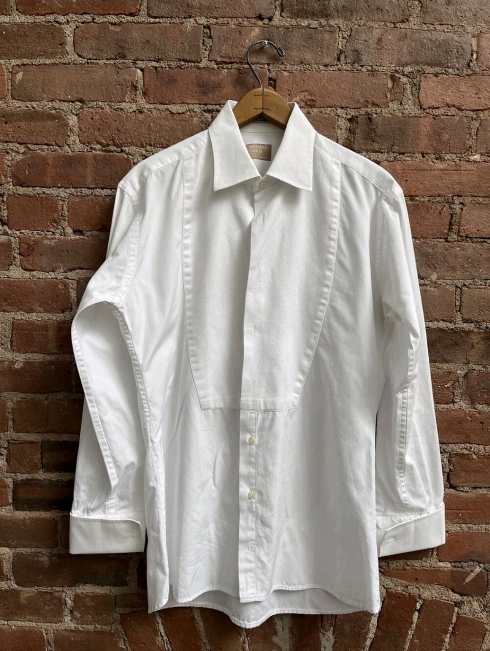 Gitman Bros Gold Men’s Tuxedo Shirt White Men's Dress Shirt 35 17.5 2XL Vtg USA
